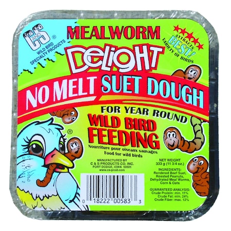 C&S Products C&S Products Mealworm Delight Assorted Species Beef Suet Wild Bird Food 11.75 oz 12583
